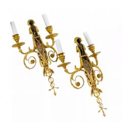 A Pair Of French Gilt Bronze Two Light Wall Appliques In The Louis XVI Style  - 4781017