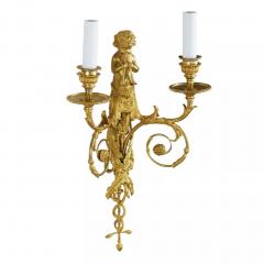 A Pair Of French Gilt Bronze Two Light Wall Appliques In The Louis XVI Style  - 4781020