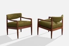 Adrian Pearsall Lounge Chairs with Walnut Fabric USA 1950s - 4764171