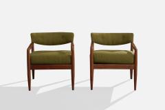 Adrian Pearsall Lounge Chairs with Walnut Fabric USA 1950s - 4764172