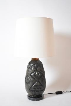 Africanist black ceramic lamp 1960s  - 4539257