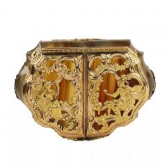 Agate Snuffbox With Two Compartments In A Gold Mount Germany Dresden - 4782114