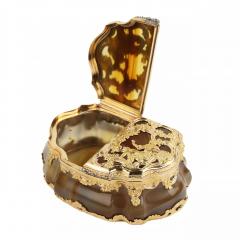 Agate Snuffbox With Two Compartments In A Gold Mount Germany Dresden - 4782116
