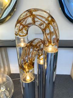 Aldo Nason Mid Century Modern Ring Floor Lamp Murano Glass Metal by Mazzega Italy 1970s - 2927448