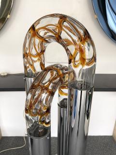Aldo Nason Mid Century Modern Ring Floor Lamp Murano Glass Metal by Mazzega Italy 1970s - 2927455