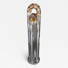 Aldo Nason Mid Century Modern Ring Floor Lamp Murano Glass Metal by Mazzega Italy 1970s - 2928052