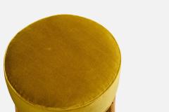 American Designer Counter Stools with Bamboo and Velvet USA 1950s - 4777750