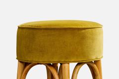American Designer Counter Stools with Bamboo and Velvet USA 1950s - 4777751