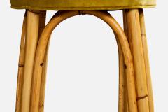 American Designer Counter Stools with Bamboo and Velvet USA 1950s - 4777752