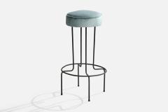 American Designer Counter Stools with Iron and Velvet USA 1950s - 4777439