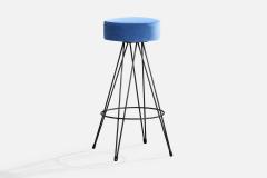 American Designer Counter Stools with Iron and Velvet USA 1950s - 4777912