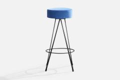 American Designer Counter Stools with Iron and Velvet USA 1950s - 4777913