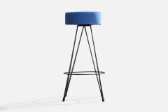 American Designer Counter Stools with Iron and Velvet USA 1950s - 4777914