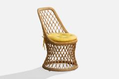 American Designer Dining Room Chairs with Bamboo Rattan and Fabric USA 1970s - 4784144