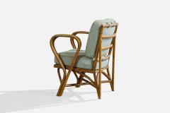 American Designer Lounge Chair with Bamboo and Fabric USA 1970s - 4784863