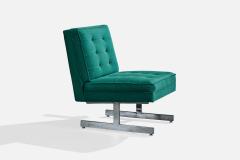 American Designer Lounge Chairs with Fabric and Chrome USA 1970s - 4784868