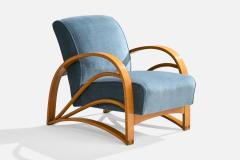 American Designer Lounge Chairs with Oak and Mohair USA 1950s - 4775752
