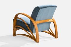 American Designer Lounge Chairs with Oak and Mohair USA 1950s - 4775753