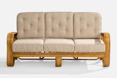 American Designer Sofa with Bamboo and Fabric USA 1970s - 4775741