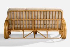 American Designer Sofa with Bamboo and Fabric USA 1970s - 4775744