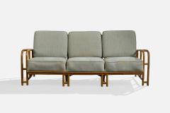 American Designer Sofa with Bamboo and Fabric USA 1970s - 4784853