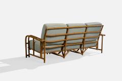 American Designer Sofa with Bamboo and Fabric USA 1970s - 4784854