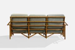 American Designer Sofa with Bamboo and Fabric USA 1970s - 4784855