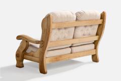 American Designer Sofa with Oak and Fabric USA 1950s - 4775857