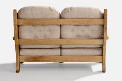 American Designer Sofa with Oak and Fabric USA 1950s - 4775858