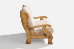 American Designer Sofa with Oak and Fabric USA 1950s - 4775859
