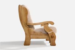American Designer Sofa with Oak and Fabric USA 1950s - 4775860