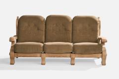 American Designer Sofa with Oak and Velvet USA 1950s - 4775679