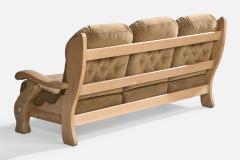 American Designer Sofa with Oak and Velvet USA 1950s - 4775680