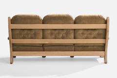 American Designer Sofa with Oak and Velvet USA 1950s - 4775681