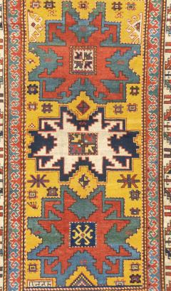 Antique Caucasian Lezgi Rug 4 2 x 7 6  - 4404639