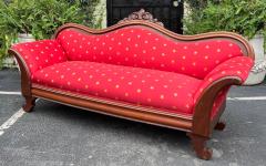 Antique Empire Sofa W Red Gold Clarence House Fabric - 2930802