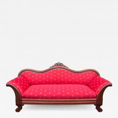 Antique Empire Sofa W Red Gold Clarence House Fabric - 2930870