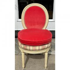 Antique Louis XV Petite Balloon Back Pink Vellvet Silk Stripe Chair - 2997106