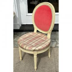 Antique Louis XV Petite Balloon Back Pink Vellvet Silk Stripe Chair - 2997111
