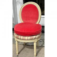 Antique Louis XV Petite Balloon Back Pink Vellvet Silk Stripe Chair - 2997127