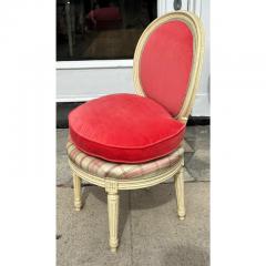 Antique Louis XV Petite Balloon Back Pink Vellvet Silk Stripe Chair - 2997129