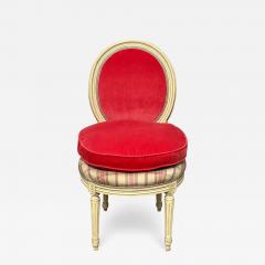 Antique Louis XV Petite Balloon Back Pink Vellvet Silk Stripe Chair - 3000493