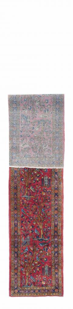 Antique Manchester Wool Kashan Runner 1 10 x 9 11  - 4404781