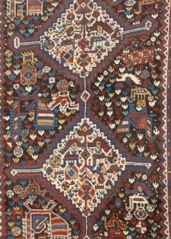 Antique Persian Qashqai Rug 4 7 x 6 5  - 4457367