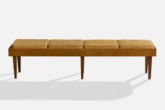 Argentine Designer Bench with Wood and Vinyl Argentina 1950s - 4784020