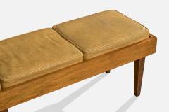 Argentine Designer Bench with Wood and Vinyl Argentina 1950s - 4784022