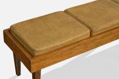 Argentine Designer Bench with Wood and Vinyl Argentina 1950s - 4784023