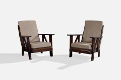 Argentine Designer Lounge Chairs with Oak and Fabric Argentina 1960s - 4785289