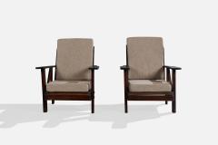 Argentine Designer Lounge Chairs with Oak and Fabric Argentina 1960s - 4785291