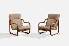 Argentine Designer Lounge Chairs with Oak and Fabric Argentina 1970s - 4785265